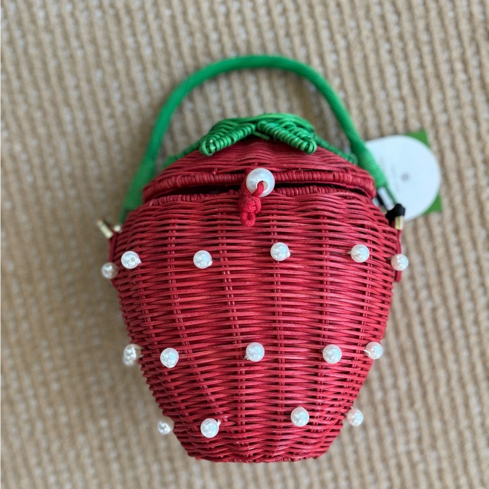 Kate Spade New York x Target Pearl Embellished Strawberry Basket Bucket Bag Red
